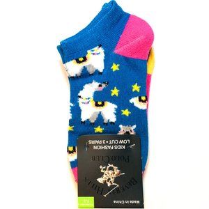 KIDS 3pk Llama + Polka Dot + Blue/White Socks